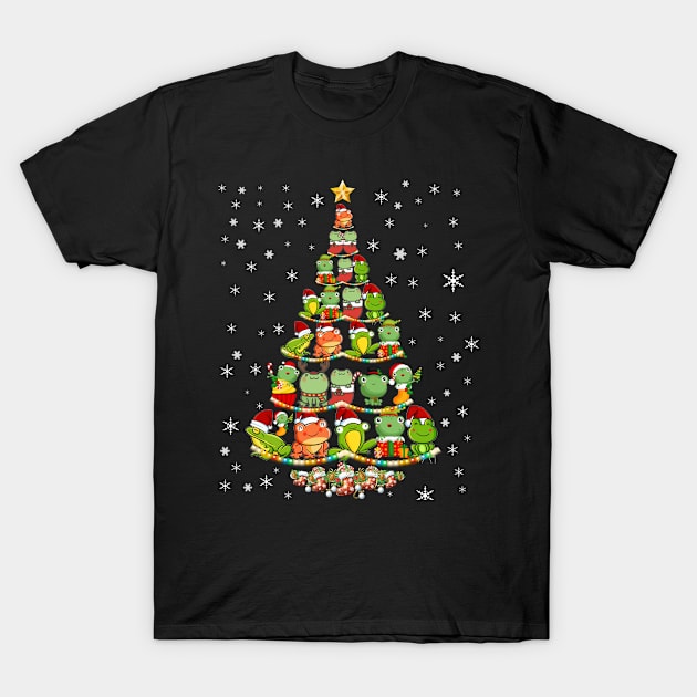 Cute Frog Christmas Tree gift decor Xmas tree T-Shirt by jenneketrotsenburg